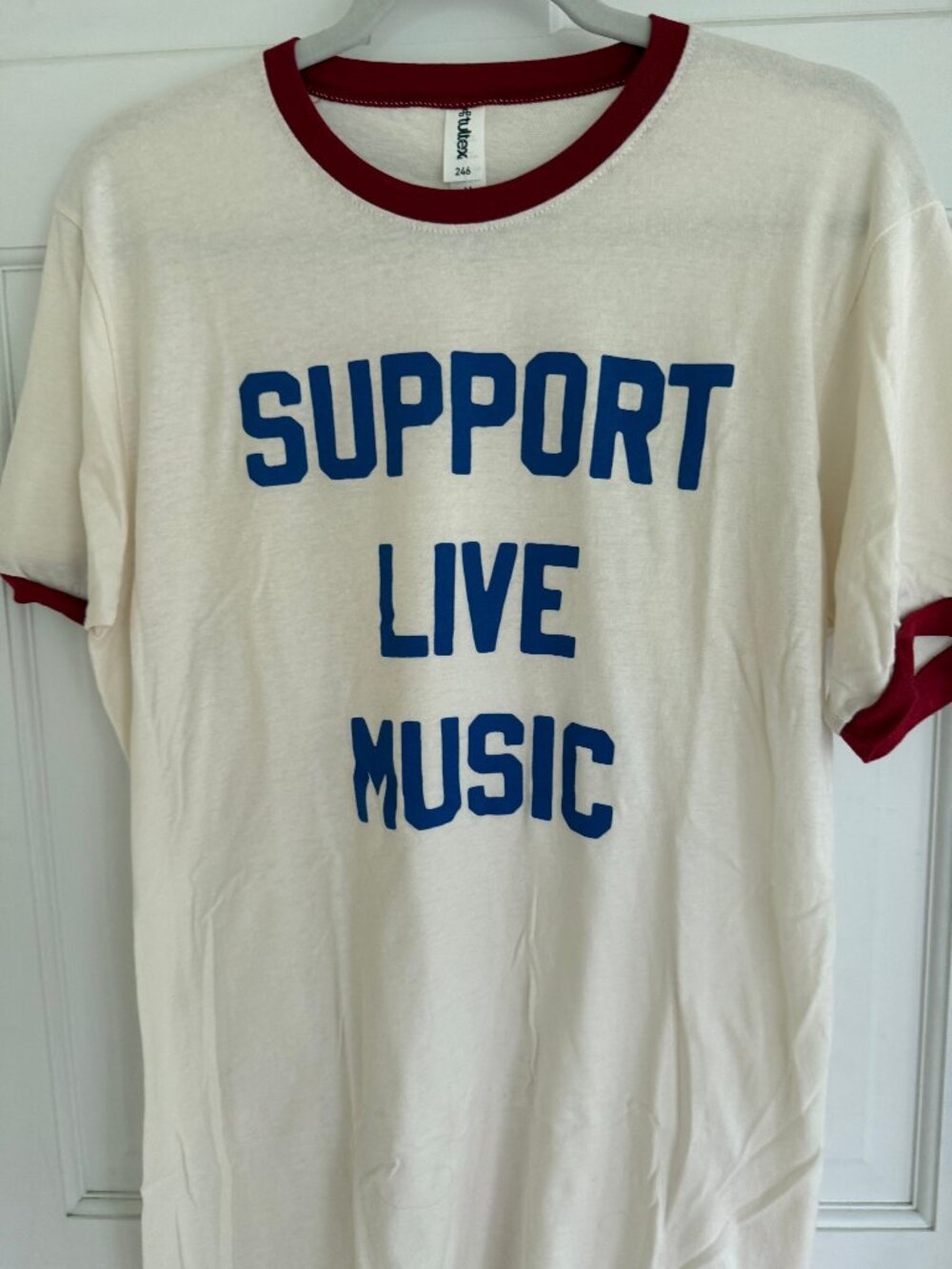 Tultex Support Live usic Ringer Tee Medium Retro Graphic T-shirt